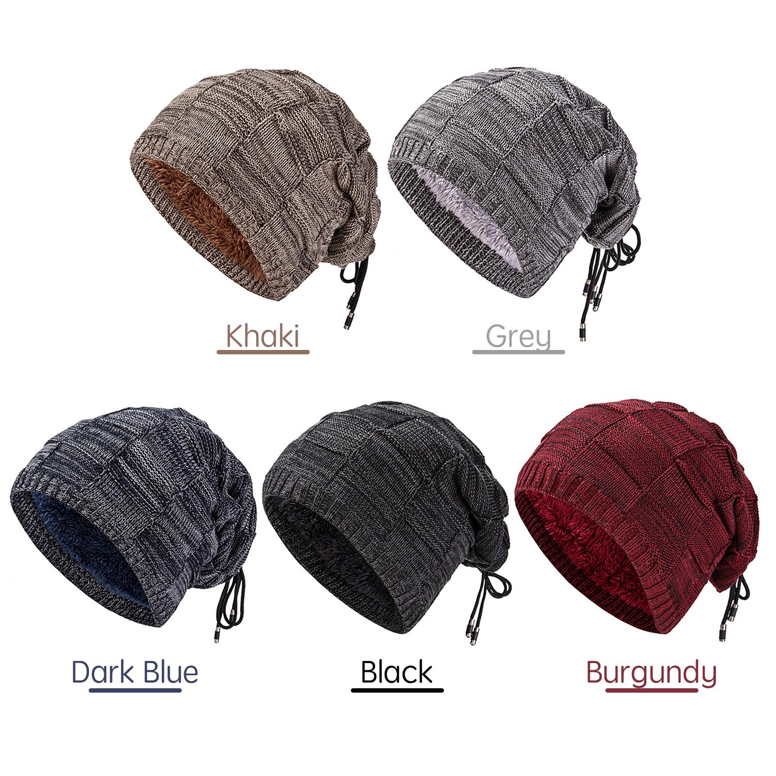 Dual-Purpose Winter Warm Knitted Beanie Hat Neck Warmer Fleece Lined Cap Neck Gaiter for Men and Women Cold Weather Outdoor Sports