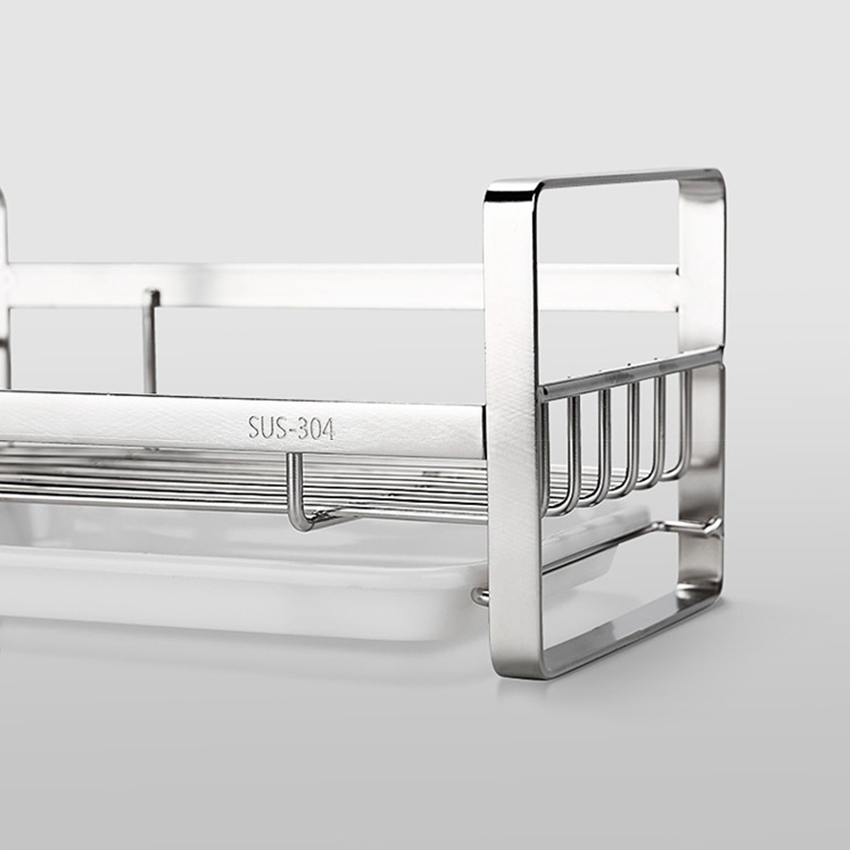 Kệ để đồ rửa chén bát NASI bằng INOX 304 cứng chắc đa năng có khay hứng nước giá phơi miếng giẻ bọt biển đựng nước rửa chén đồ gia dụng nhà bếp