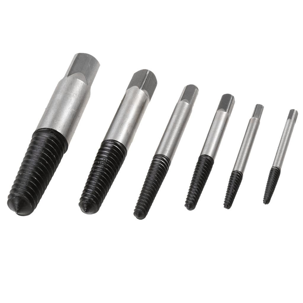6x 4-25mm Small - Large Screw Extractor Set In Case Broken Stud Bolt Remover