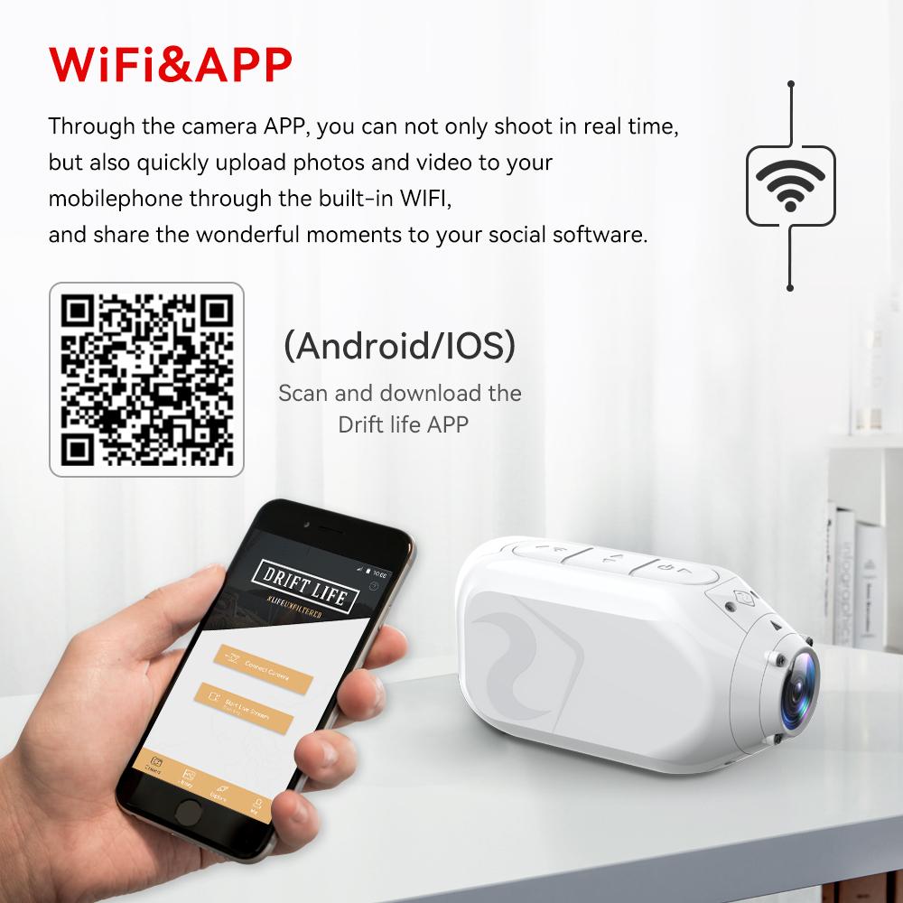Drift Ghost XL Snow Edition Action Camera 1080p HD WiFi Truyền phát trực tiếp Máy ảnh thể thao không thấm nước cho xe đạp xe máy Cam