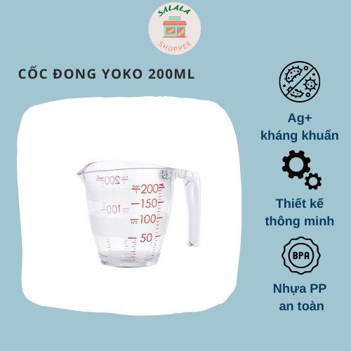 Cốc đong ml Inochi Yoko nhựa định lượng 200ml &amp; 500ml dung dịch chia vạch dụng cụ đo lường nhà bếp thông minh