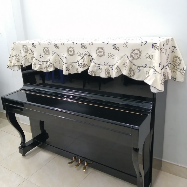 BỘ ĐÔI KHĂN PHỦ ĐÀN VÀ PHỦ GHẾ ĐÀN PIANO CƠ CAO CẤP HỌA TIẾT THỦY THỦ