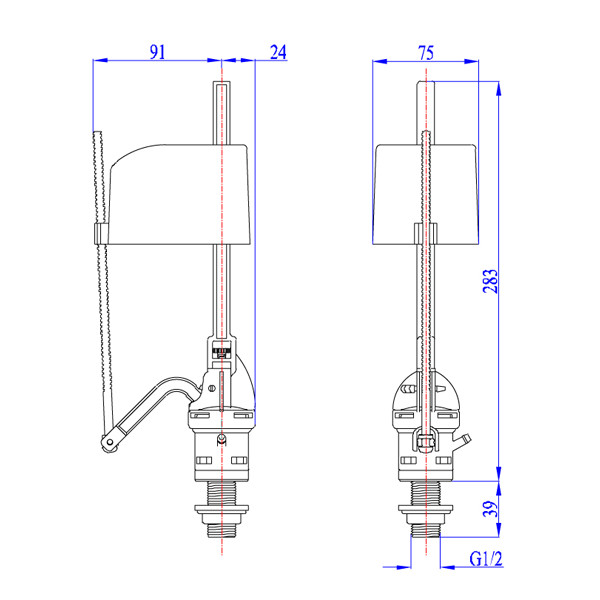 Bộ xả cấp piston - Bộ xả cóc cấp piston 2 khối gạt/ nhấn HKC-BX26