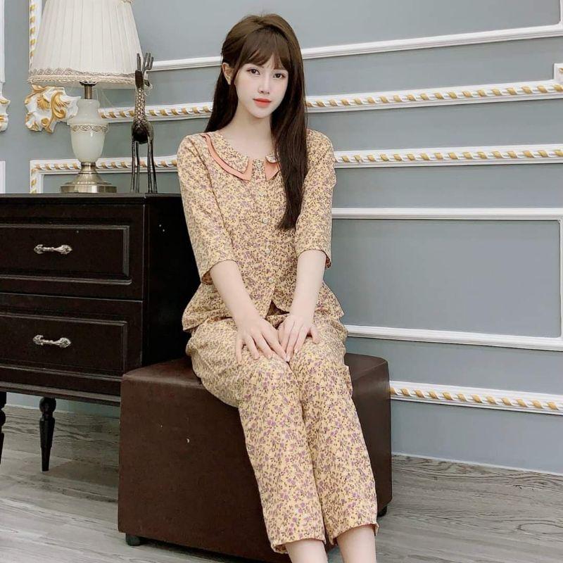 Quần áo mặc nhà cổ nhún xinh 5 màu ảnh thật