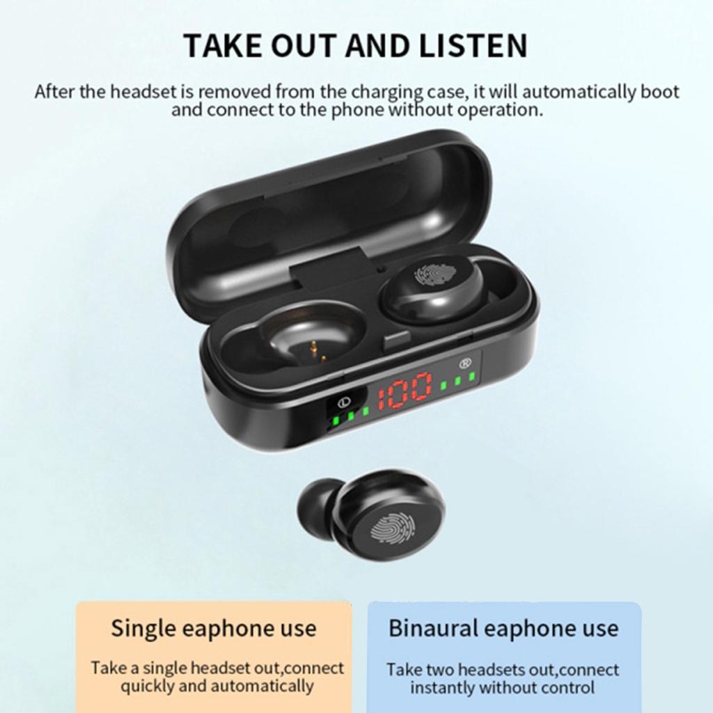 Bluetooth 5.0 Headset Wireless Earphones Twins 8D Stereo Headphone