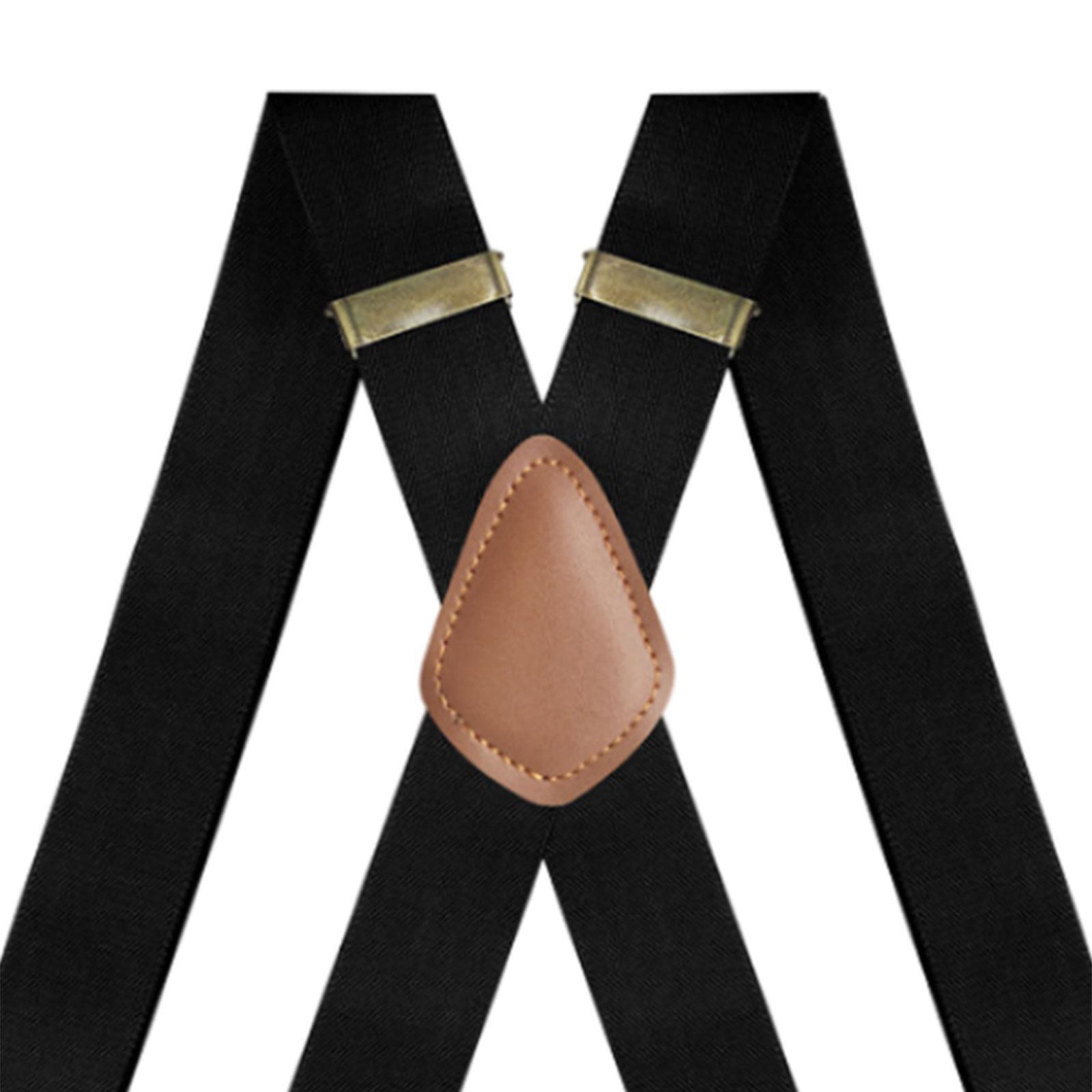 Suspenders for Men Elastic Straps Trouser 4 Clips x Shaped 3.5cm Wide