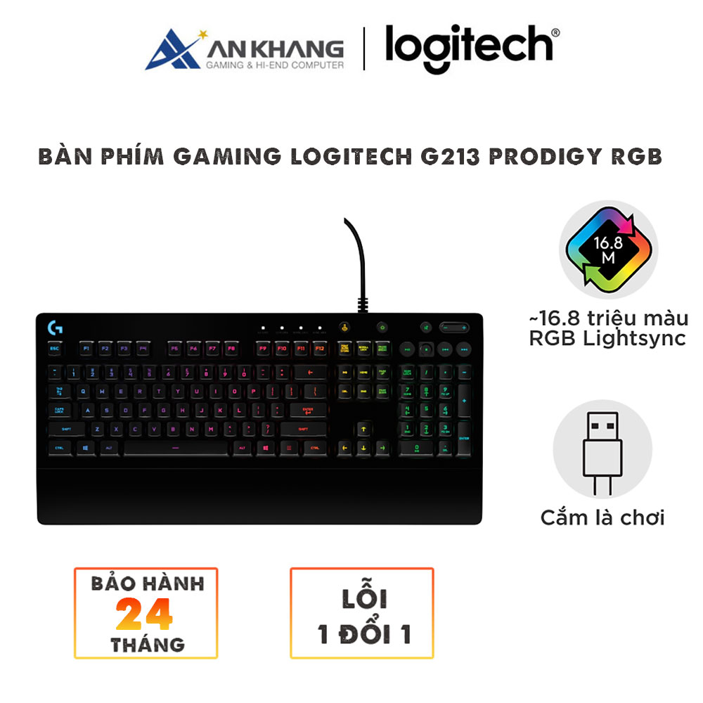 Bàn phím gaming Logitech G213 Prodigy RGB - Hàng Chính Hãng - Bảo Hành 24 Tháng