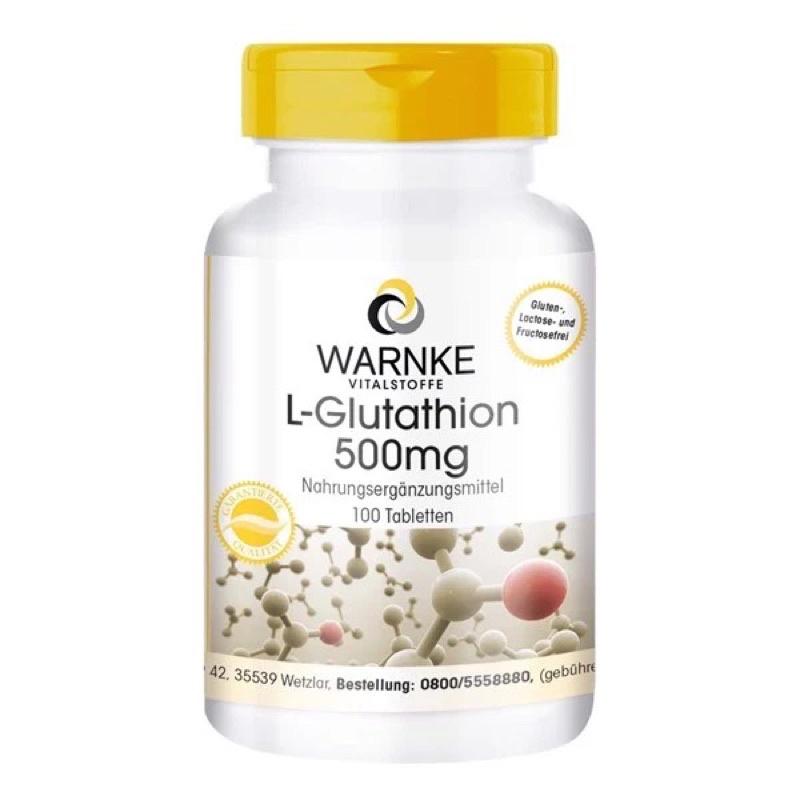 Viên Uống Trắng Da, Ngừa Lão Hóa, Ngăn Nám Warnke L-Glutathion, 500mg, Giúp Dẹp Da Từ Bên Trong, Nhập Đức, 100 Viên