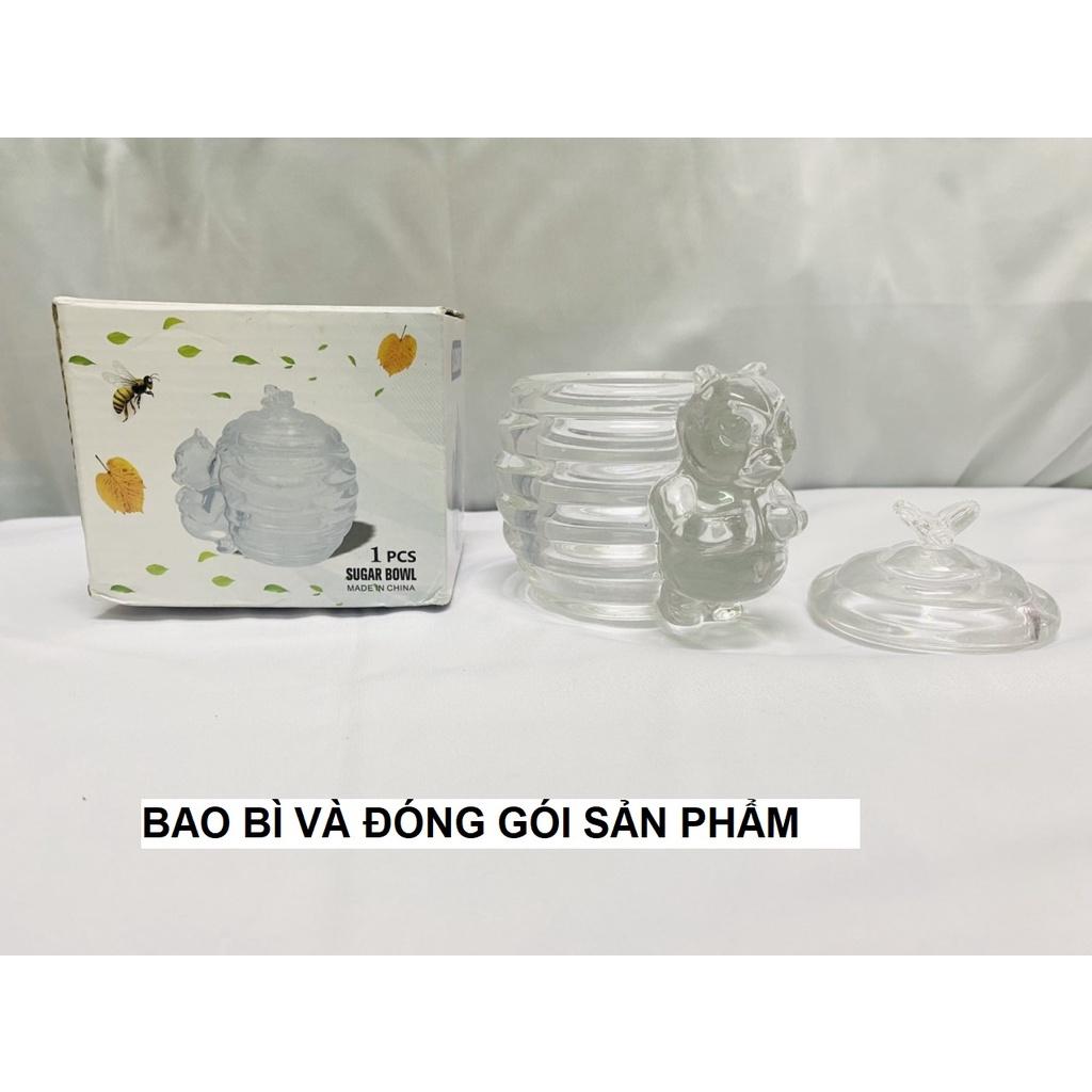 Lọ mật ong thủy tinh con gấu dễ thương Thủy tinh dày dặn chuẩn hàng nội địa