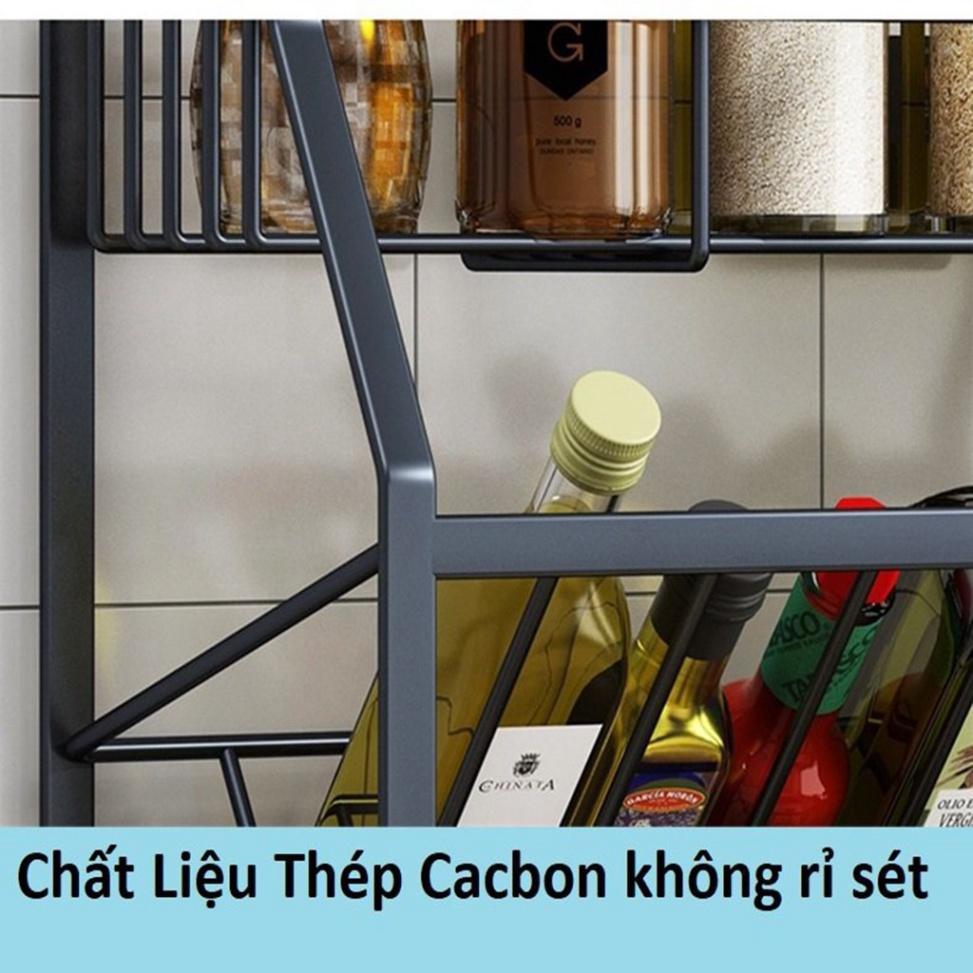 Kệ gia vị đa năng 3 tầng có 1 ngăn chéo bằng thép sơn tĩnh điện nguyên khối chắc chắn bền đẹp tiện ích