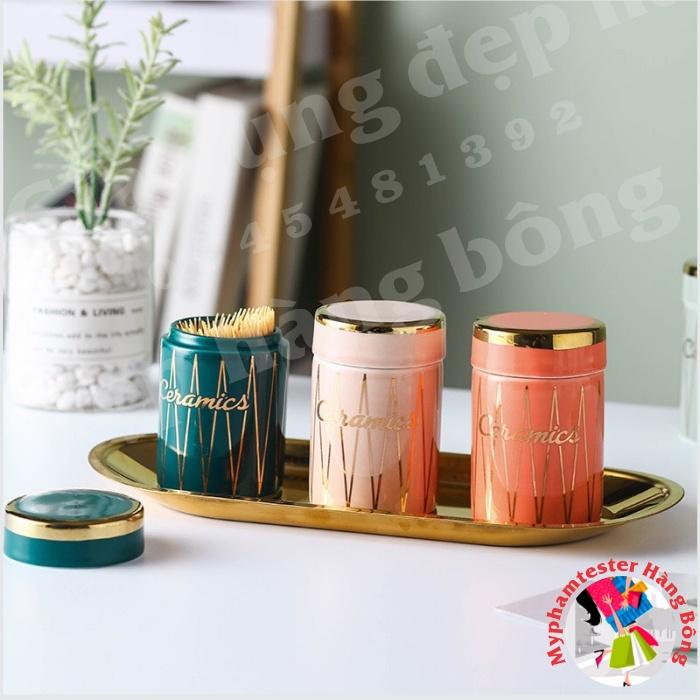 Hộp đựng tăm tre sứ xương xanh trắng cao cấp