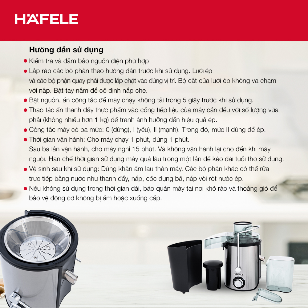 Máy Ép Trái Cây Hafele GS-353 - Hàng Chính Hãng