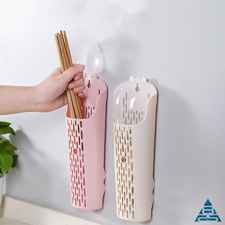 Ống cắm đũa thìa gắn tường có nắp đậy bảo đảm vệ sinh