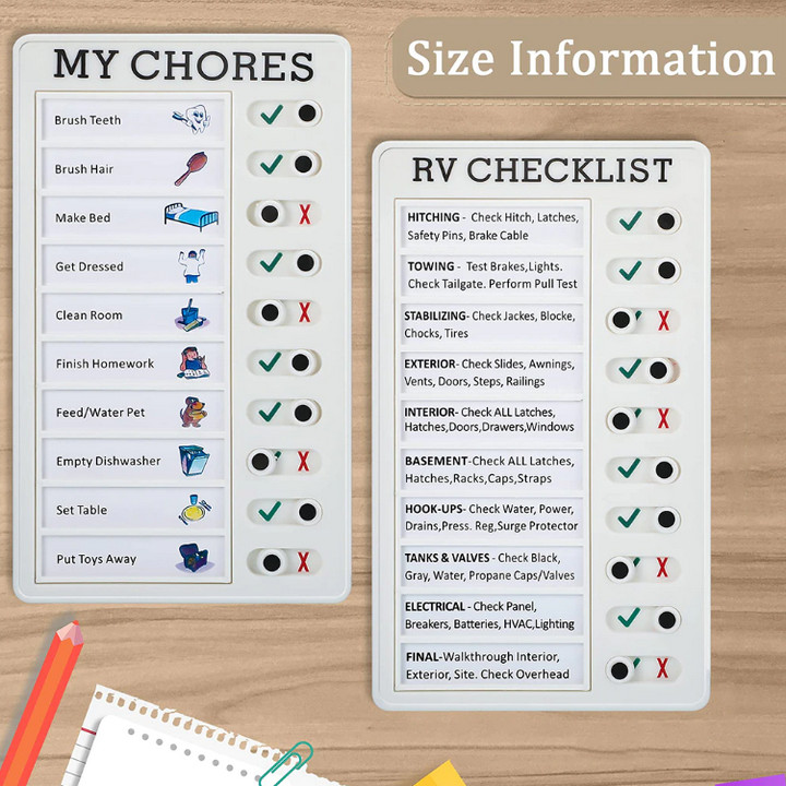 Bảng Ghi Chú Checklist Nhanh ELDER CARE, MY CHORES, RV CHECKLIST