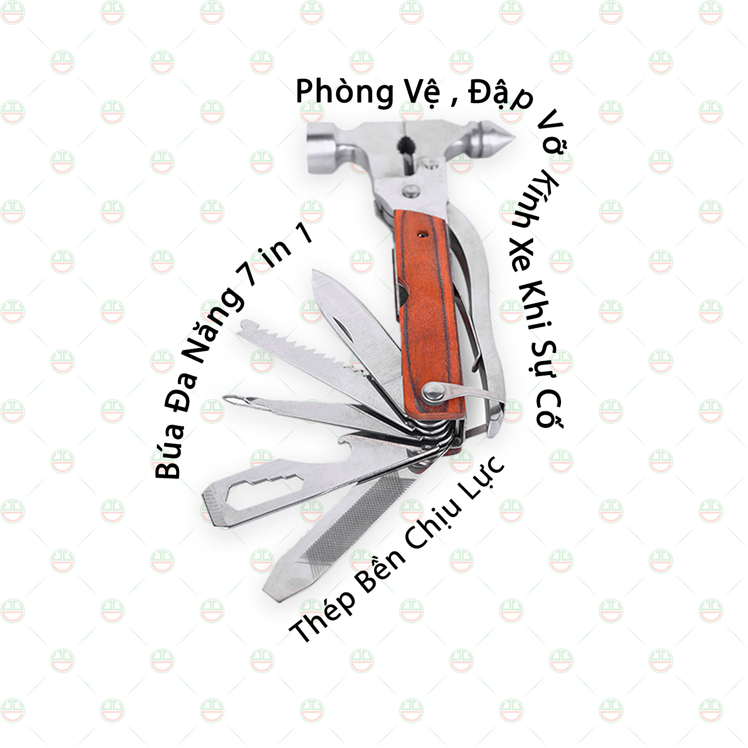 Búa Cứu Hộ Đa Năng 7 Trong 1 KhoNCC Hàng Chính Hãng - Với Nhiều Tiện Ích Khác - Có Đầu Nhọn Đập Kính Xe Hơi Khi Thủy Kích, Cháy Nổ - KDHS-BUADN-580