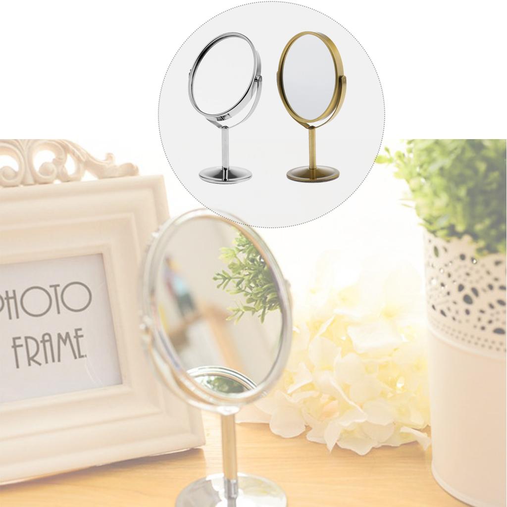 Dual Side Normal Magnifying Oval Stand Makeup Cosmetic Vanity Mirrors 2pcs