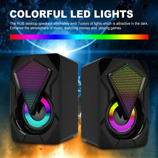 Loa vi tính mini 2.0 LeerFei YST-1046 bass siêu trầm, led nhiều màu hỗ trợ USB 2.0