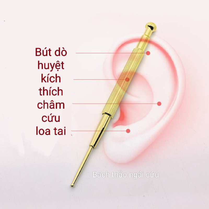 Bút dò kích thích huyệt massage tai bằng đồng . Bút bấm huyệt loa tai, nhĩ châm.Miếng dán nhĩ châm hạt vương bất lưu hành