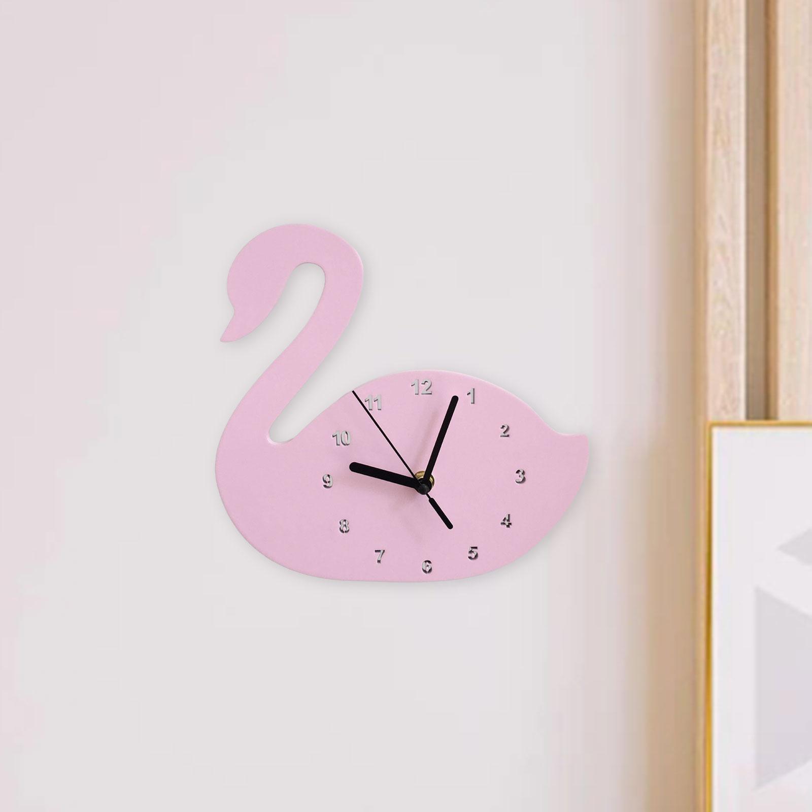 Swan Wall Clock, Lovely Silent Animal Wooden Wall Hanging Decor Cute for Office, Living Room, Bedroom, Kids Room, Home