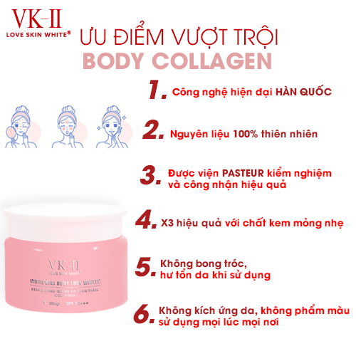 Kem Body Dưỡng Trắng Da Collagen 200g VK II