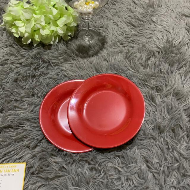 Dĩa nhựa màu đỏ đen 6