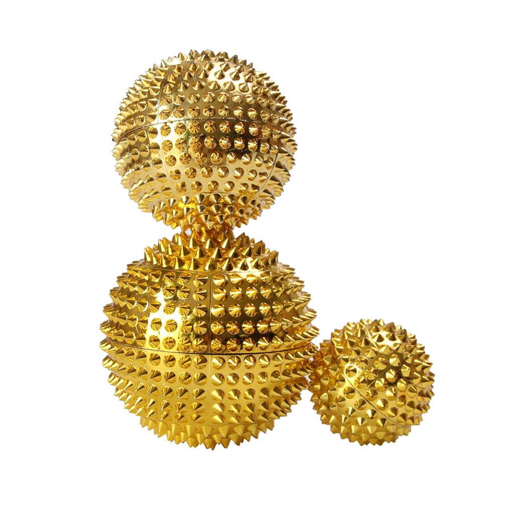 3pcs Palms Foot Massage Tool Body Acupressure Spiky Plantar Fasciitis Massage Balls 3.2 cm + 4.5 cm + 5.6 cm Gold / Sliver