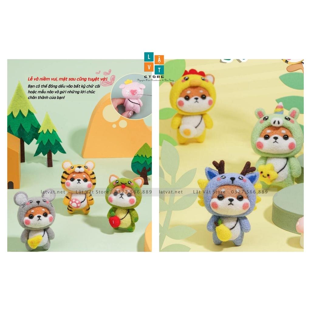 Bộ len chọc Tân Binh Shiba 12 con giáp, có hướng dẫn, quà tặng handmade ý nghĩa - Needle felting