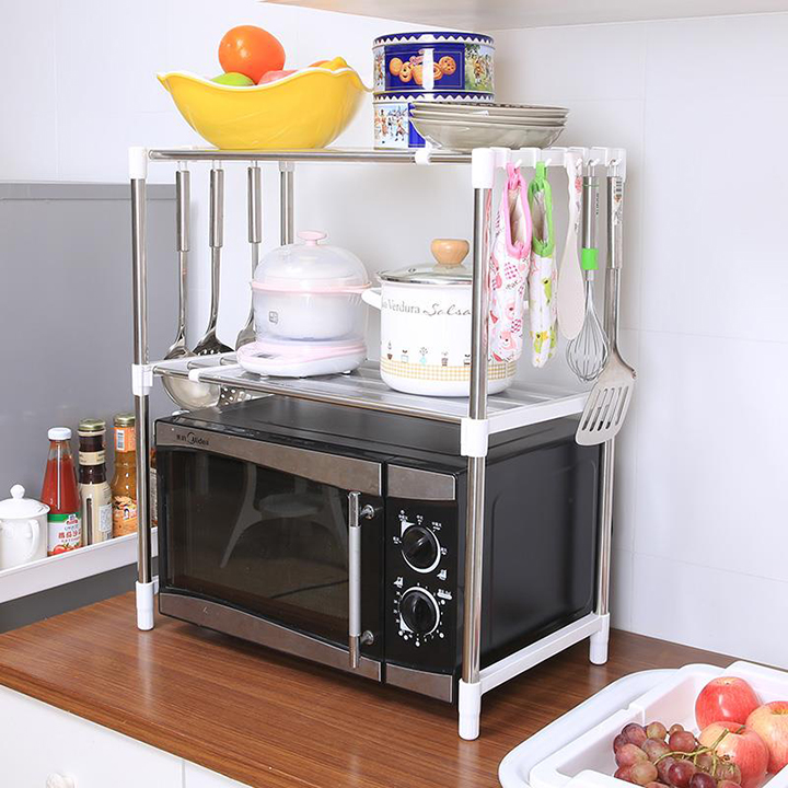 Kệ để lò vi sóng co dãn tặng kèm tấm phủ lò vi sóng