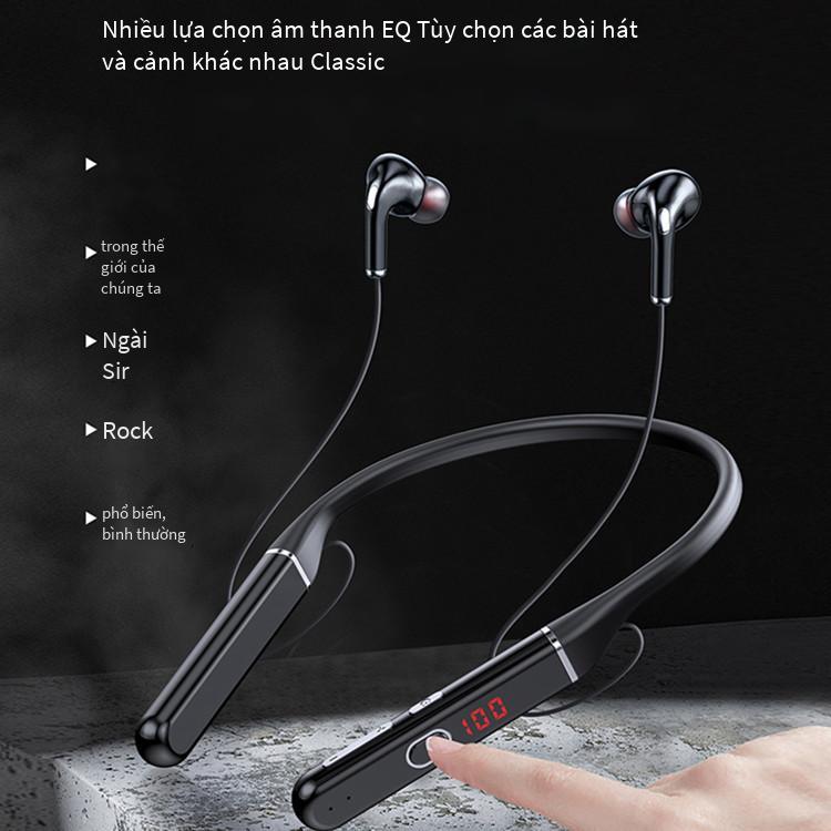 Phong cách mới nhất HIFI bass chất lượng cao treo cổ Tai nghe Bluetooth không dây Tai nghe Bluetooth hai tai treo cổ thể thao chạy bộ