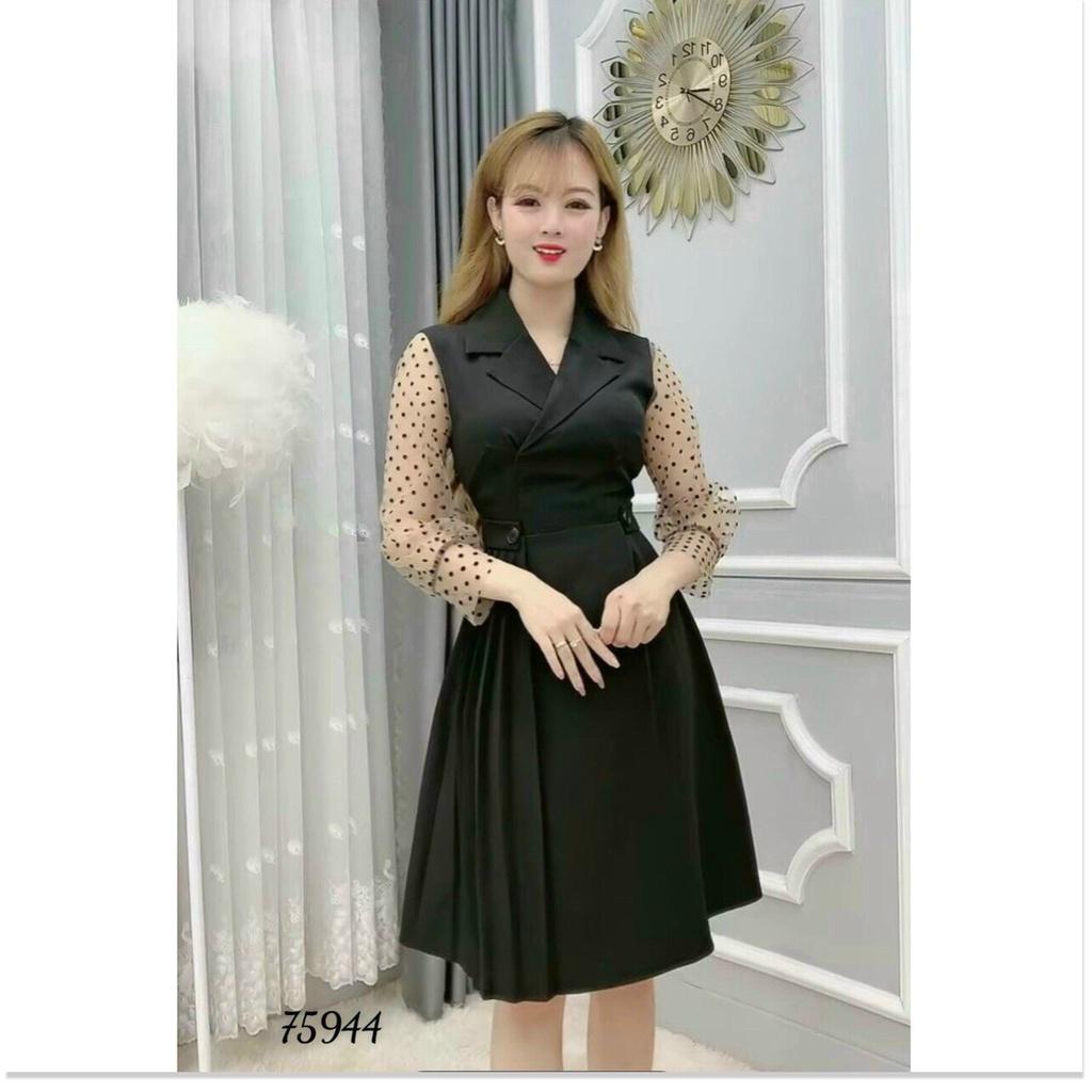 ĐẦM XÒE DỰ TIỆC TAY DÀI CHẤM BI CỰC HOT