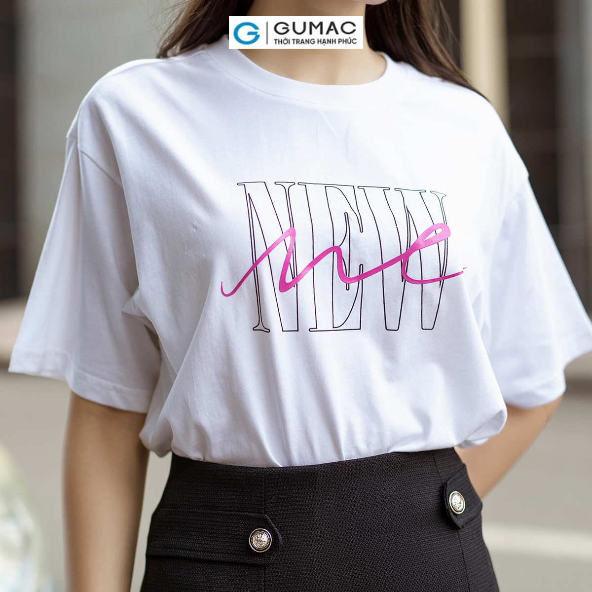 Áo thun nữ in chữ trẻ trung thời trang GUMAC ATD06083