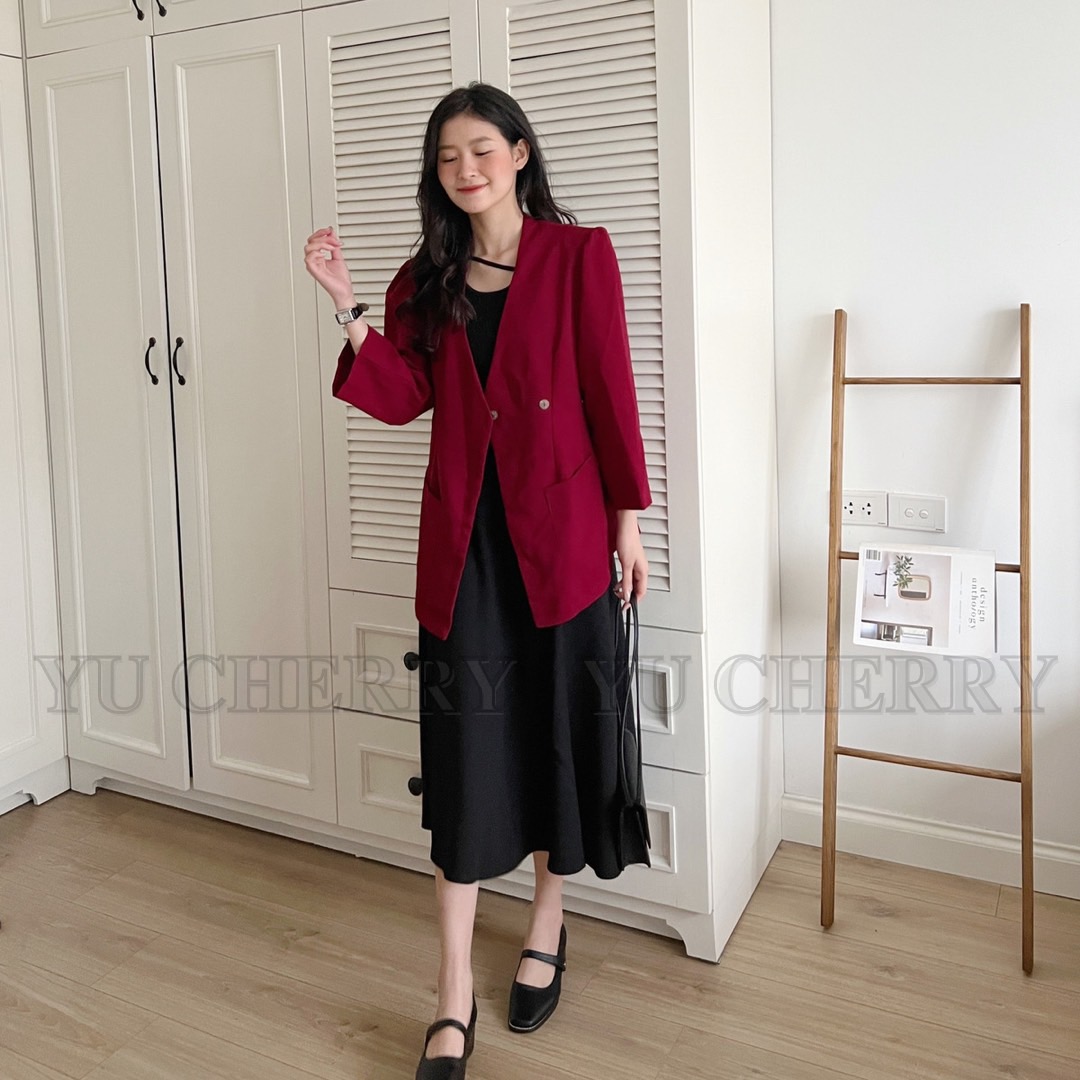 YU CHERRY | Áo nữ Neckless Button Blazer YA391