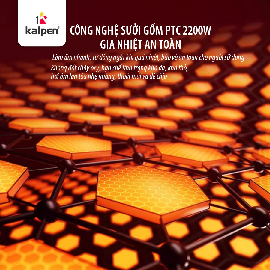 Máy sưởi gốm PTC Kalpen E10 ion diệt khuẩn 2200W kèm khiển từ xa - Hàng chính hãng