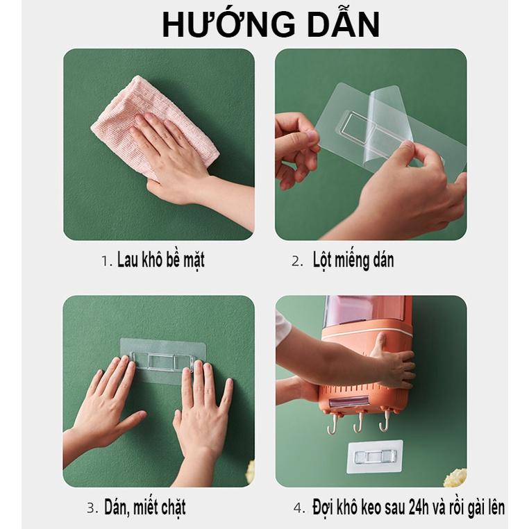 Ống Đũa, Hộp Đựng Đũa Thìa Có Nắp Đậy 3 ngăn Chống Côn Trùng, Dán Tường, Treo Tường Chắc Chắn