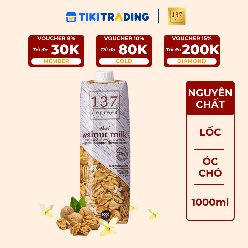 Sữa hạt Óc chó Nguyên chất 137 DEGREES 1000ml