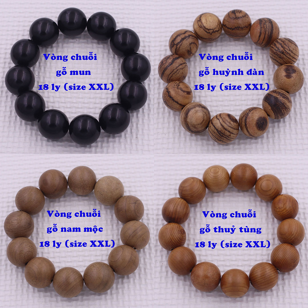 Vòng chuỗi đeo tay gỗ đàn hương tím 18 ly (size lớn), vòng tay phong thuỷ, vòng tay chuỗi hạt