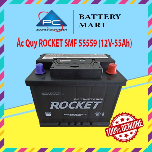 Bình Ắc Quy 12V-55Ah, Ắc Quy ROCKET SMF 55559