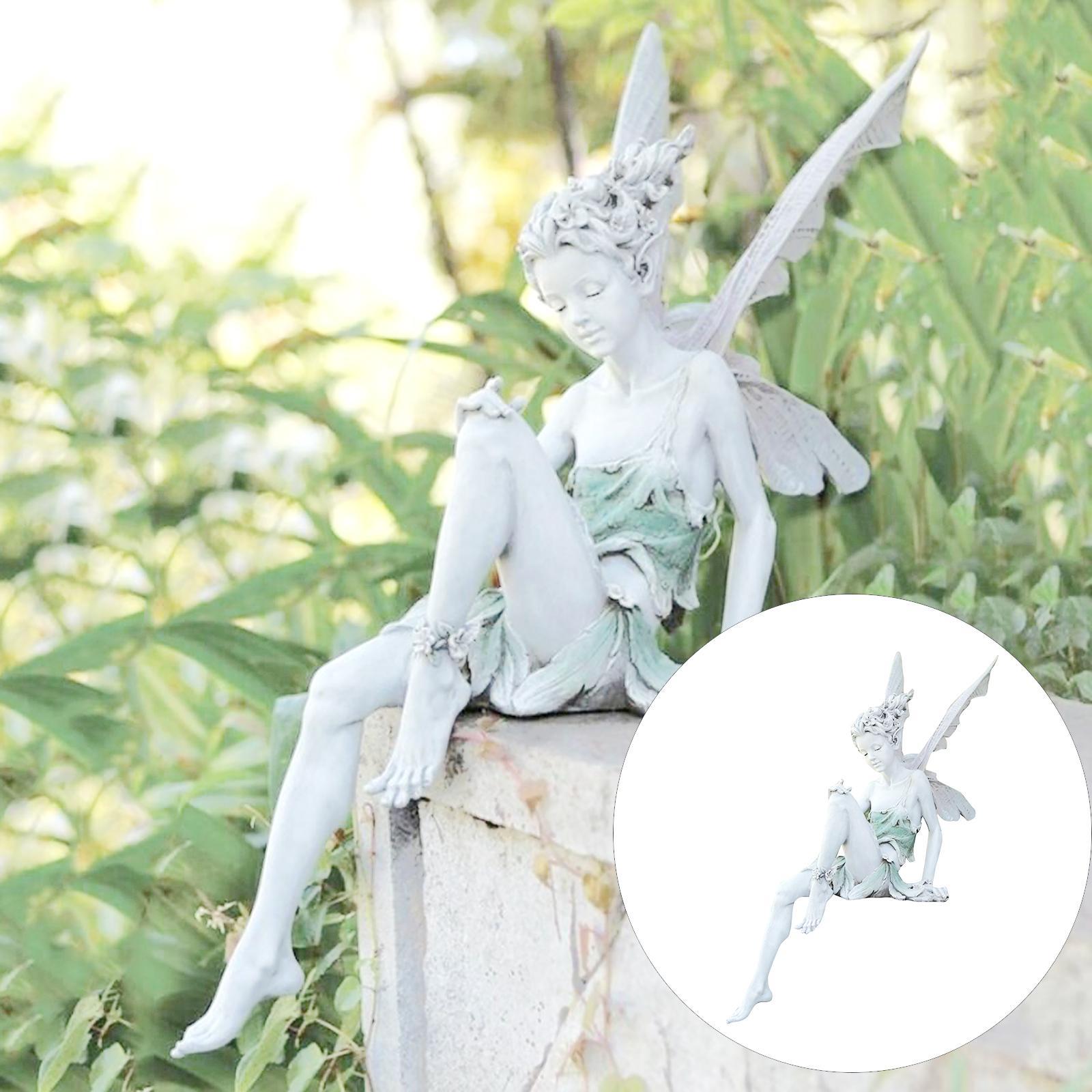 2pcs Fairy Statue Pond Figurine Home Sculpture Ornament Landscaping Craft