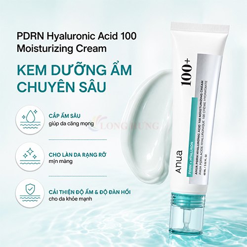 Kem dưỡng ẩm Anua PDRN Hyaluronic Acid 100 Moisturizing Cream (60ml) - Hàng chính hãng