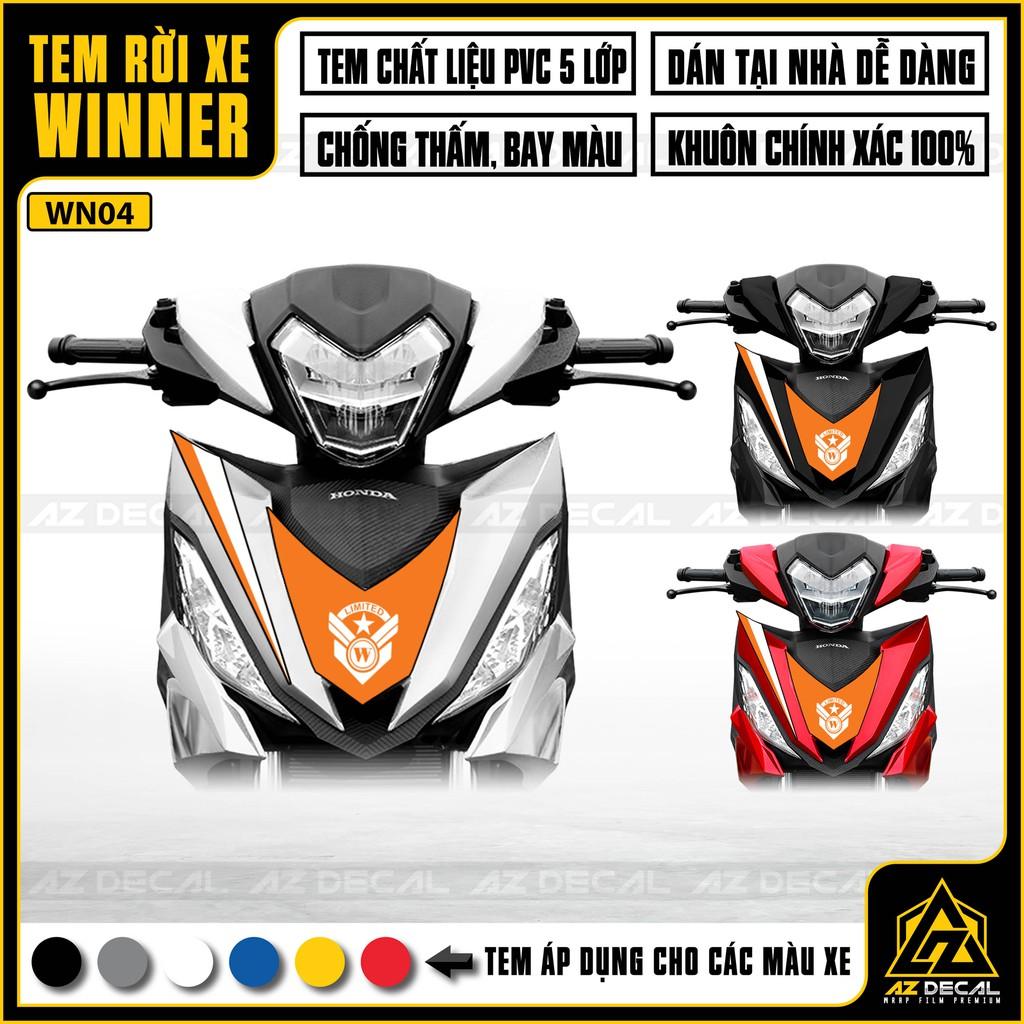 Tem Rời Dán Xe Winner V1 / 150 Mẫu GTR | WN04 | Decal Chế Xe Chất Liệu PVC Cao Cấp - Trắng Cam