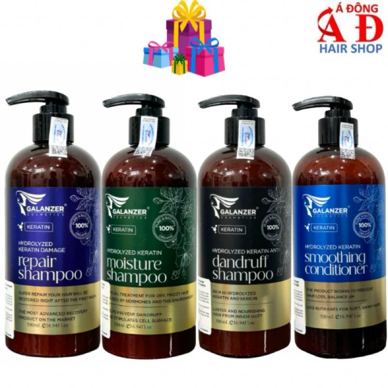 Bộ Dầu Gội Xả Galanzer Keratin Dưỡng Ẩm, Phục Hồi, Sạch Gàu Dầu Bết, Mọc Tóc - MOISTURE DƯỠNG ẨM