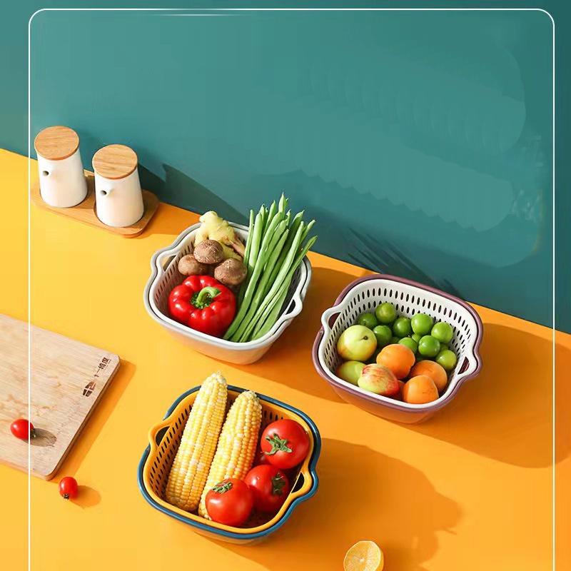 Rổ nhựa chữ nhật đựng đồ kèm chậu