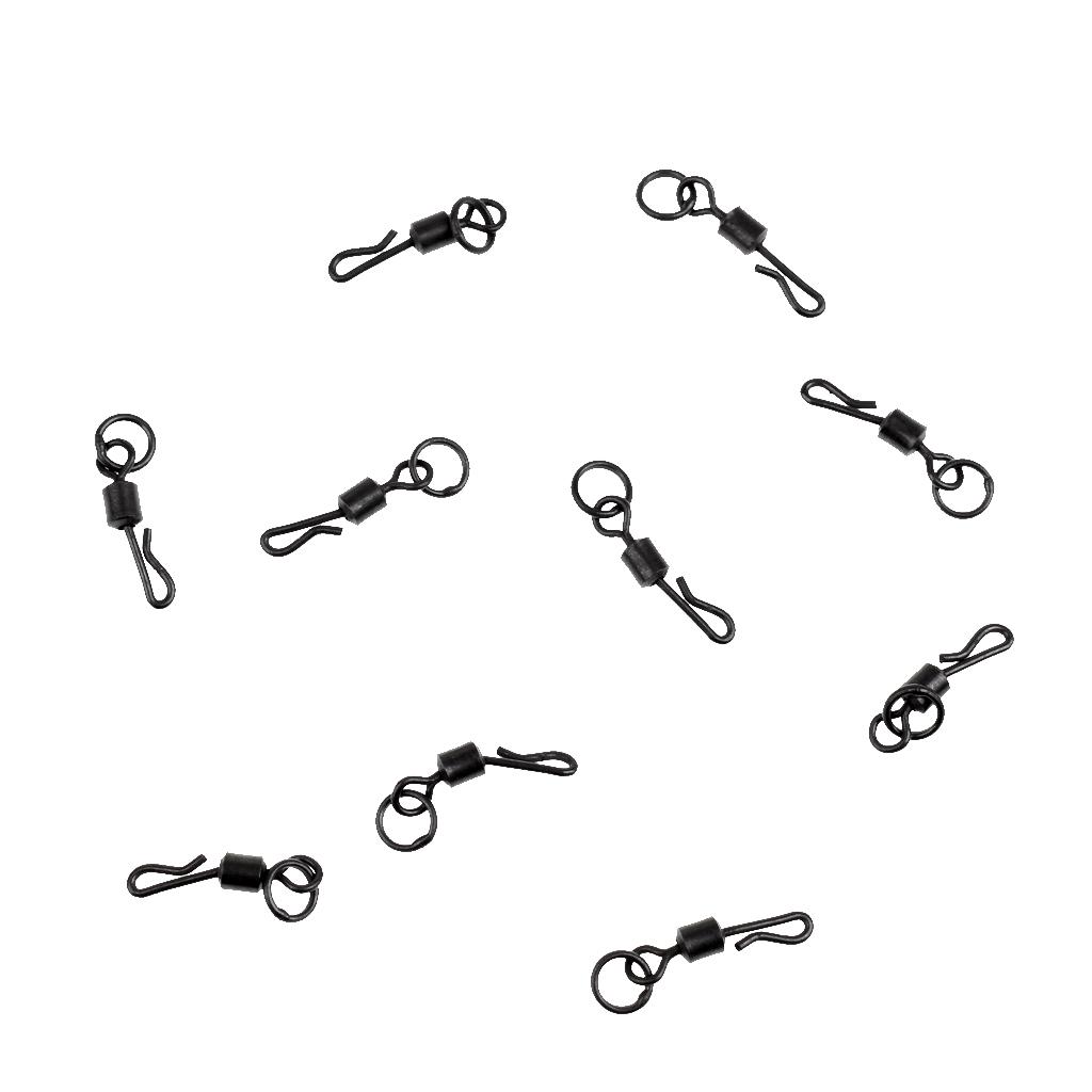 10 Pieces Matt Black Ring Swivels Chod Rig Quick Change Swivels