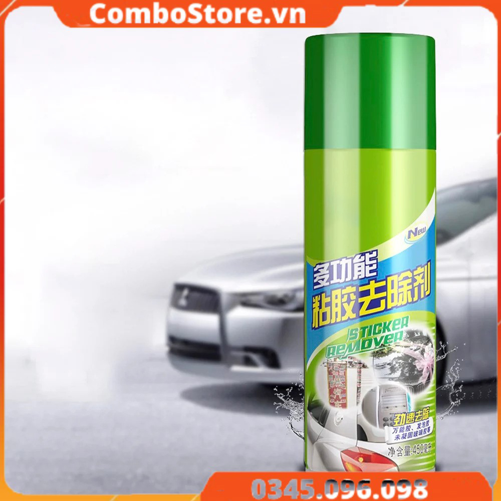 Chai Xịt Tẩy Keo Băng Dính, nhựa đường bám trên Ô Tô, tẩy đa năng đồ nội thất 450ml