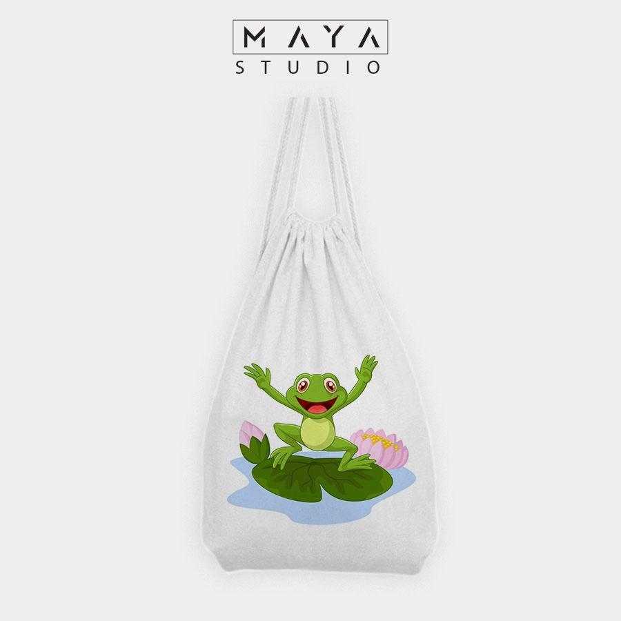 BALO RÚT MAYA vải Canvas đeo vai nhỏ xinh unisex NHỮNG CHÚ ẾCH cực cute phù hợp mang đi học đi chơi