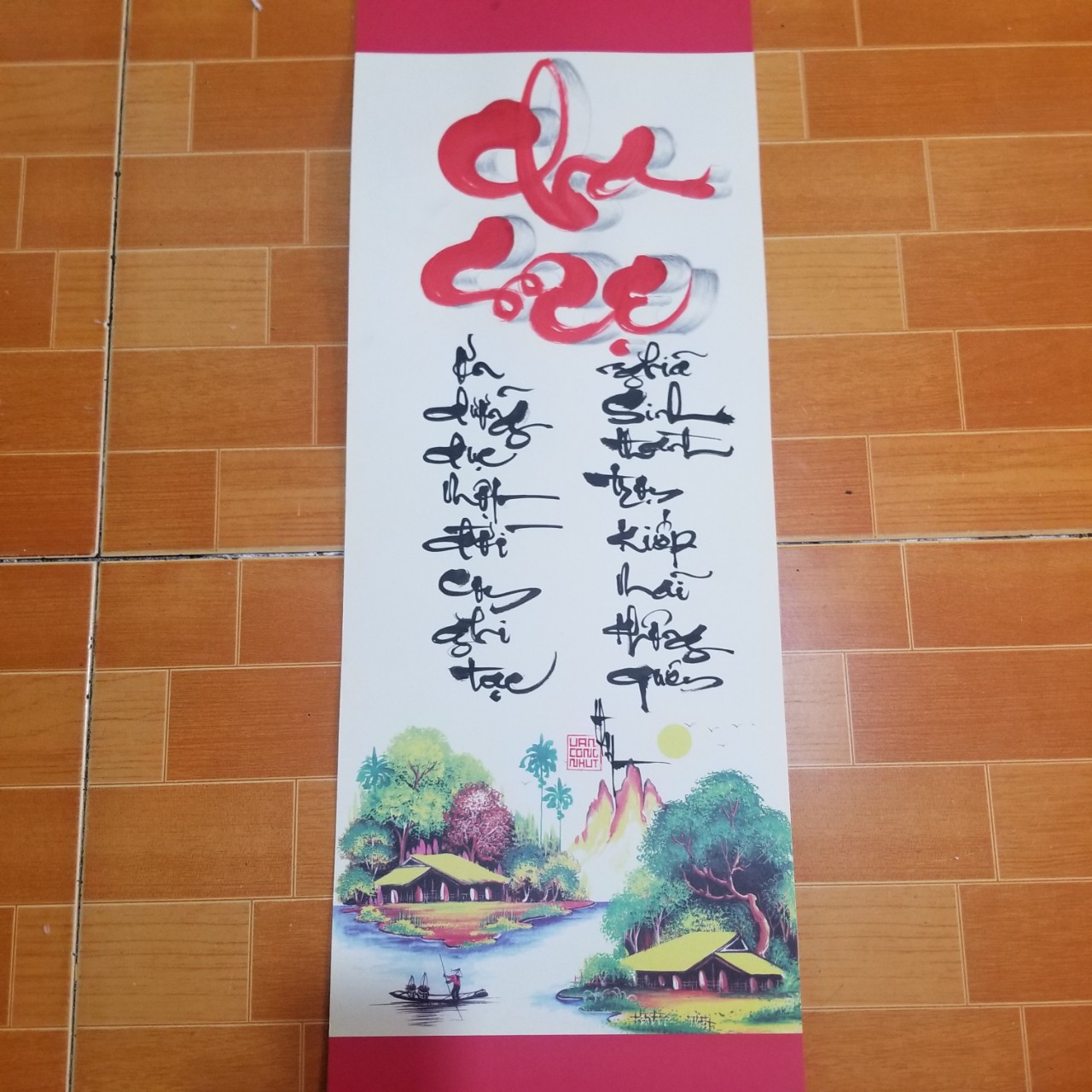 Thư pháp viết tay cha mẹ . Quà tặng tranh thư pháp. Quà tết, mừng thọ ông bà, cha mẹ.