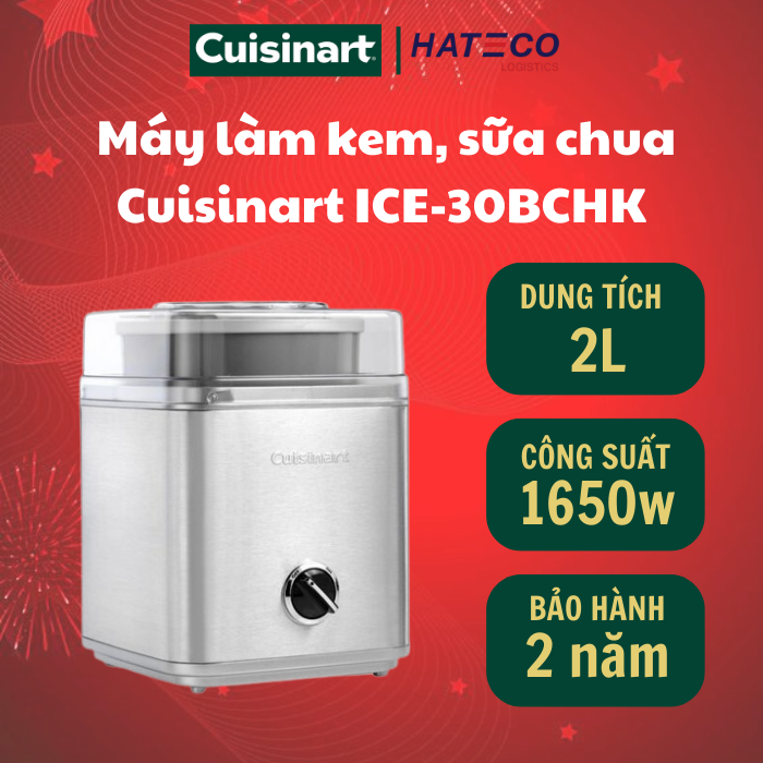 [Hàng Chính Hãng] Máy làm kem và sữa chua 2 trong 1 Cuisinart ICE-30BCHK 2L