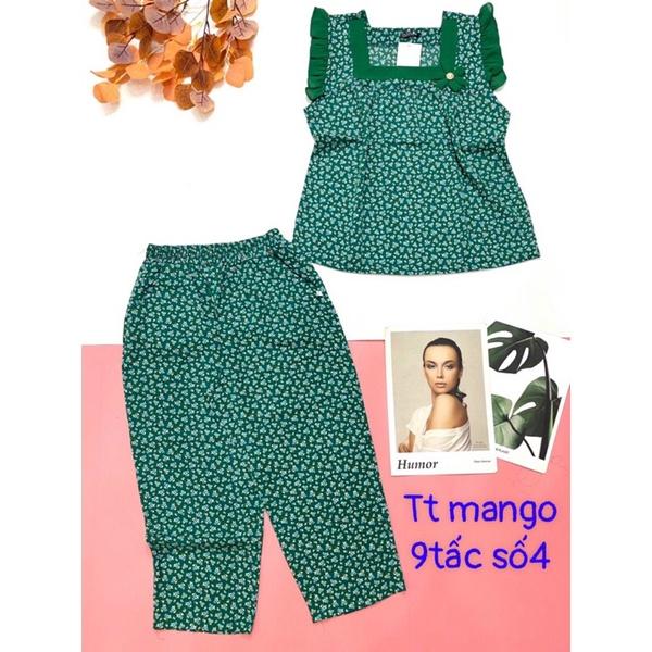 Đồ bộ nữ,đồ ngủ mặc nhà lửng 9 tấc vải lụa mango phối tằm BL 98 họa tiết hoa nhí siêu cưng size đại 60-67kg.