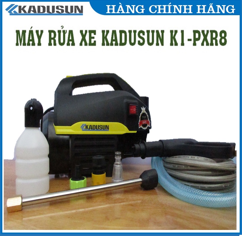 Máy rửa xe máy phun xịt rửa áp lực cao mô tơ cảm ứng từ tự hút nước thông minh Hàng chính hãng Máy rửa xe Kadusun K1-PXR8