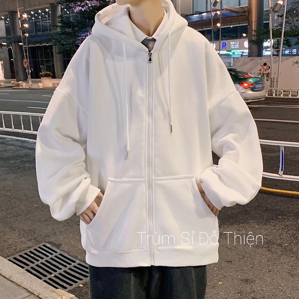 Áo khoác nỉ,hoodie,trơn có nón khóa zip unisex dành cho nam nữ mặc ấm thu đông,chống nắng với các bạn trong Nam tiện lợi